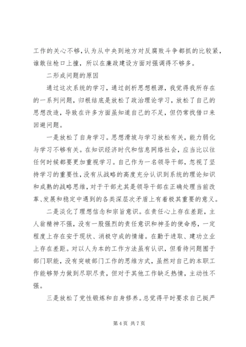 物价部门支部书记局长党性分析材料 (5).docx