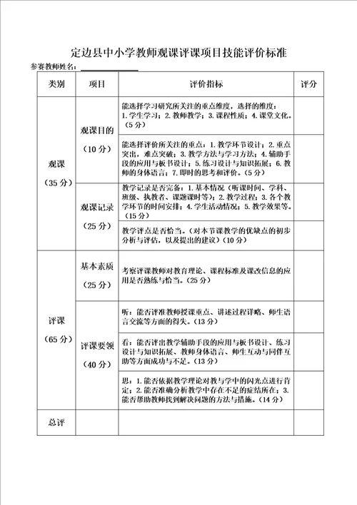 评课比赛方案