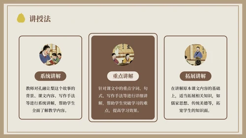 棕色中国风孔融让梨语文课件PPT模板