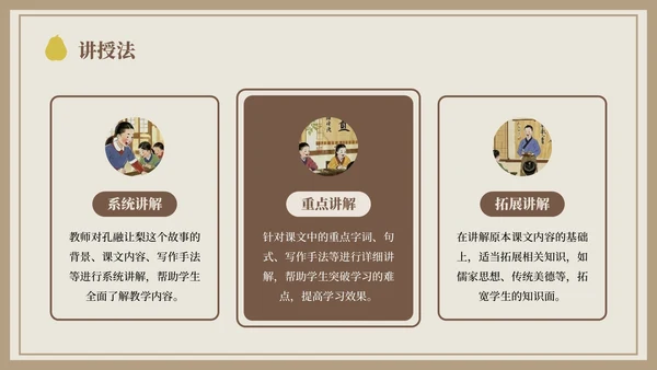 棕色中国风孔融让梨语文课件PPT模板