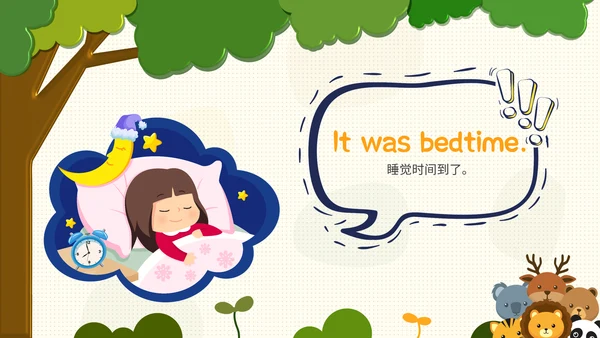 橙色卡通插画风翻页五只猴子英文绘本分享PPT模板英语绘本