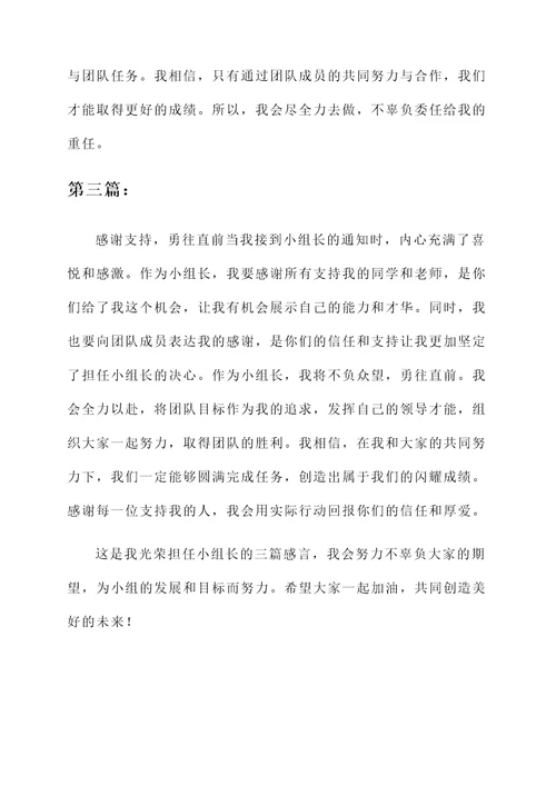 小朋友当上小组长的感言