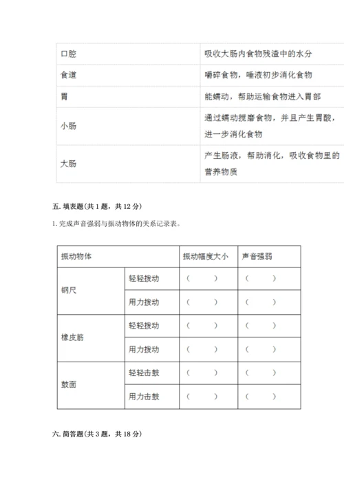 教科版科学四年级上册期末测试卷（考点提分）.docx