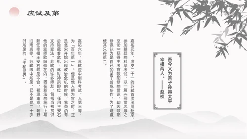 浅色简约水墨中国风苏东坡传ppt模板读书分享