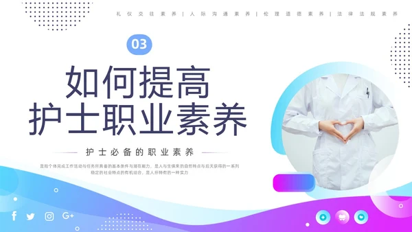 蓝色紫色商务实拍形状护士职业素养培训PPT课件