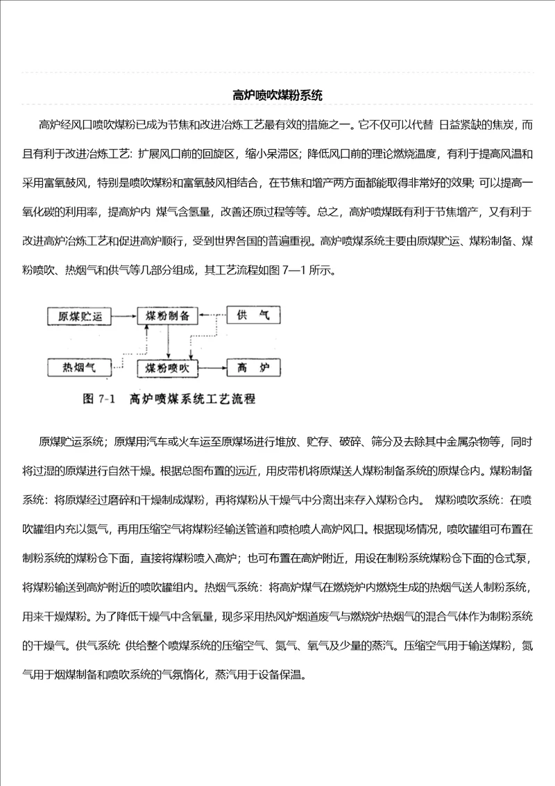 高炉喷吹煤粉系统