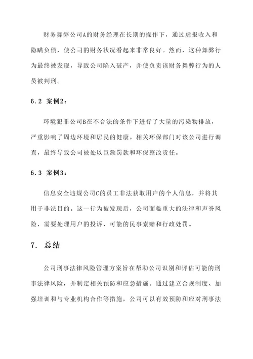 公司刑事法律风险管理方案