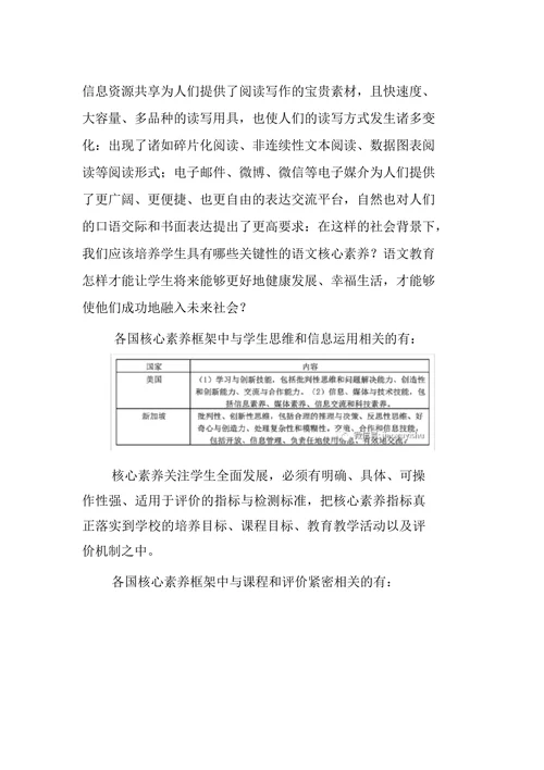 语文核心素养的培养与评价研究开题报告