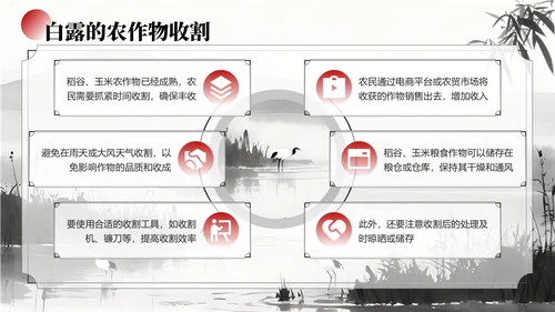 黑白色中国风白露节气学校主题班会PPT模板