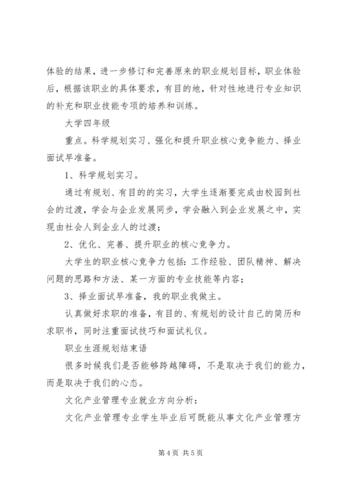 文化产业管理专业职业规划书 (6).docx