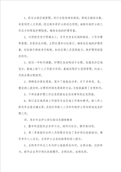 2021年急诊护士年底个人总结范文