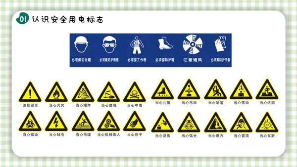 绿色小清新简约幼儿园用电安全PPT模板
