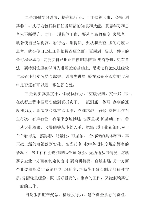 执行力是实现企业战略目标必要保障