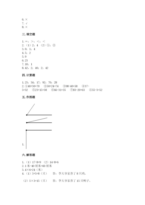 小学数学二年级上册期中测试卷精品（基础题）.docx