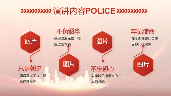 红色大气公安警察训词工作总结PPT