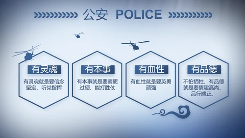 蓝色大气公安警察演讲动态PPT模板