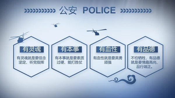 蓝色大气公安警察演讲动态PPT模板