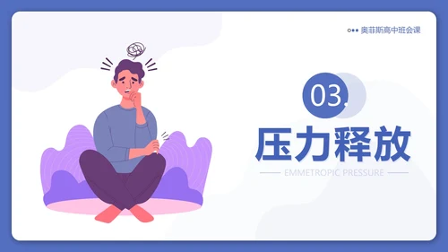 蓝色卡通正视压力学会减压高三班会带内容PPT模板
