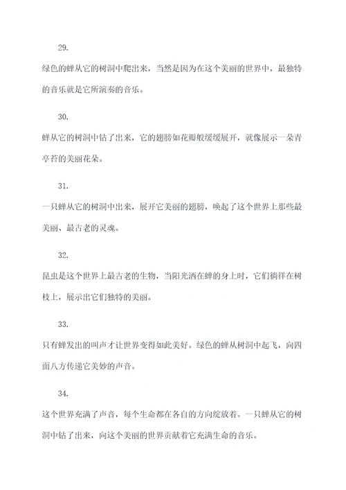 昆虫记蝉出洞好词好句