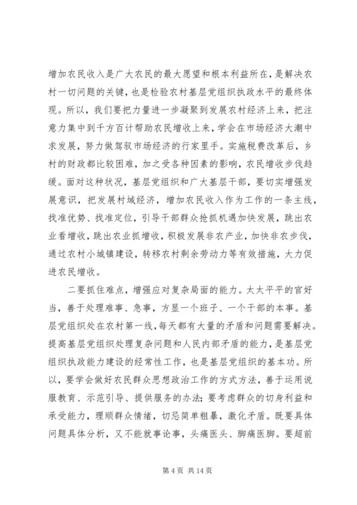 农村基层组织执政能力建设会讲话.docx