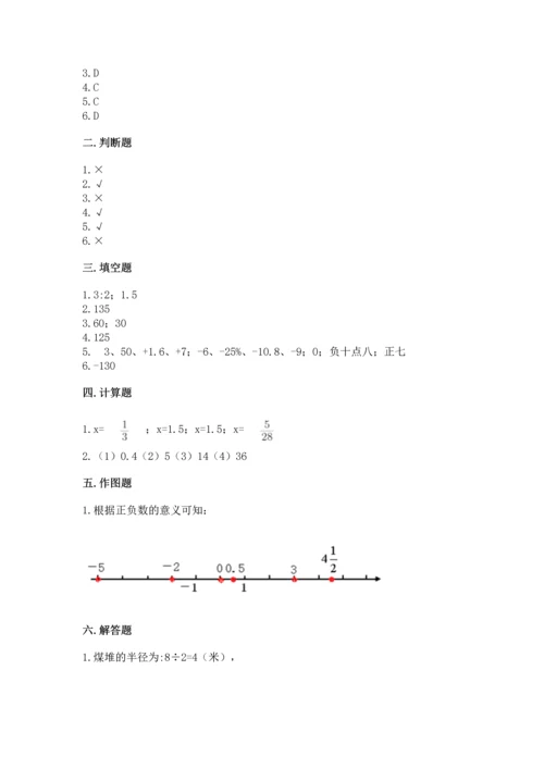 人教版六年级下册数学期末测试卷含答案【达标题】.docx