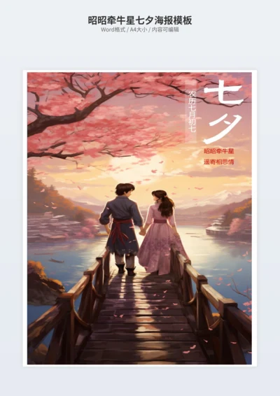 昭昭牵牛星七夕海报模板