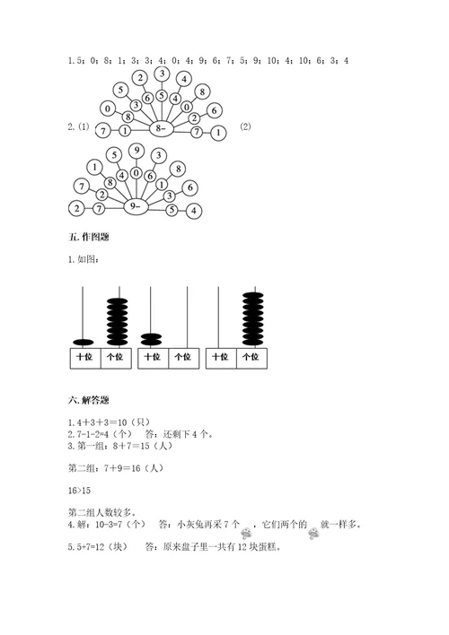 小学一年级上册数学期末测试卷附答案a卷