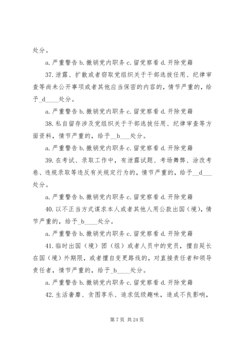 党规党纪知识竞赛参考题库简述题.docx