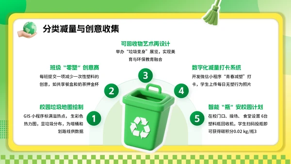绿色3D风环保主题世界清理地球日PPT