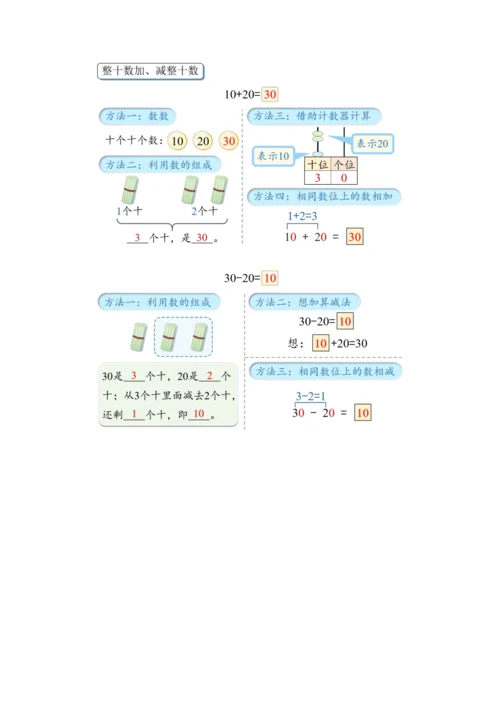 《整十数加、减整十数》（教案）人教版一年级数学下册