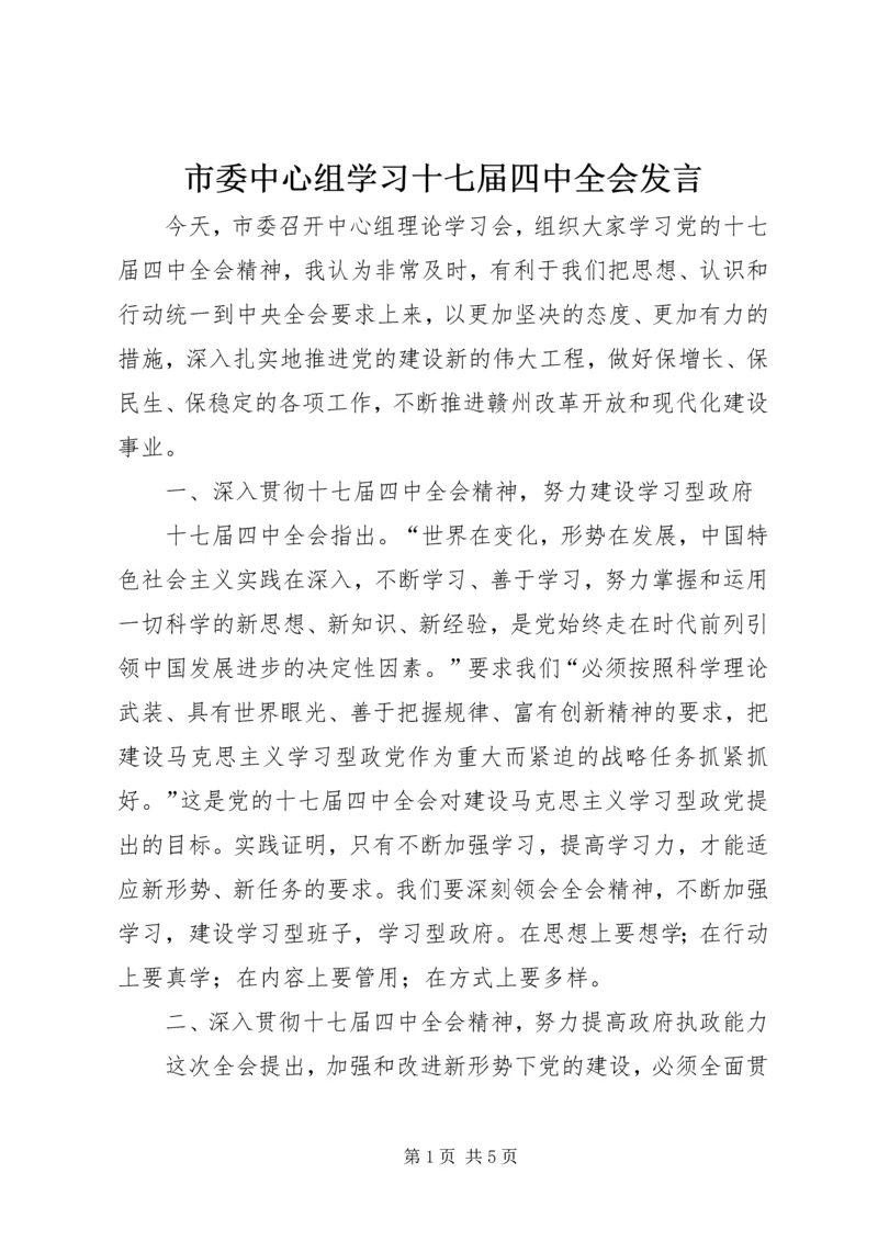 市委中心组学习十七届四中全会发言.docx