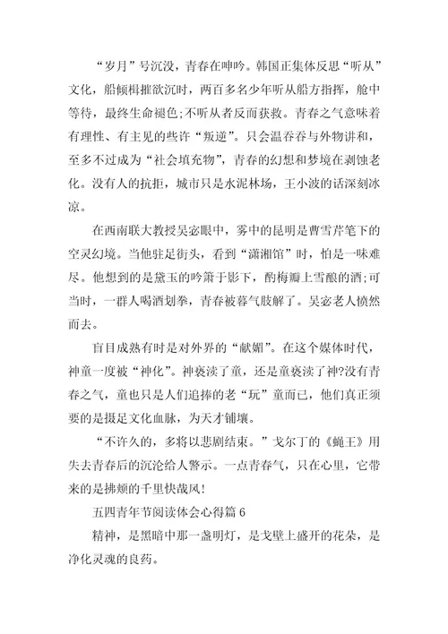 2024年五四青年节阅读体会心得