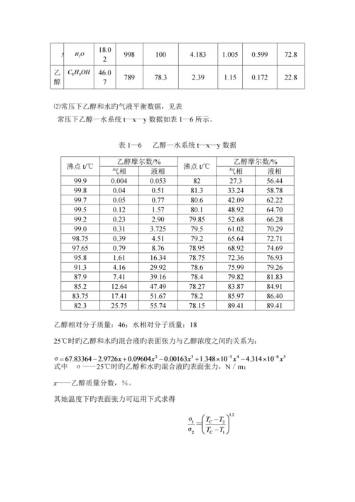 化工原理优质课程设计乙醇水溶液连续精馏塔优化设计.docx