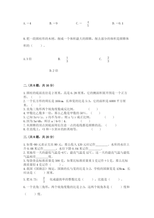 青岛版数学小升初模拟试卷含答案【培优b卷】.docx