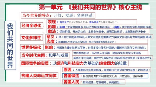 九下道法第一单元我们共同的世界复习课件2024  