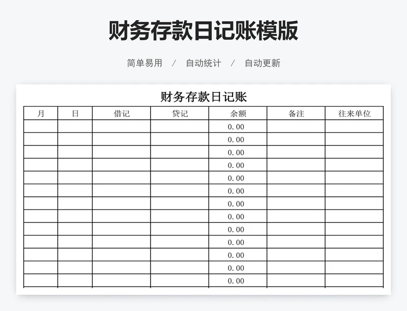 财务存款日记账模版