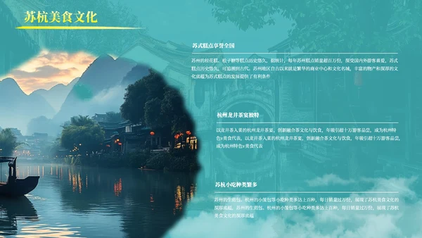 绿色古风那苏杭旅游介绍PPT模板