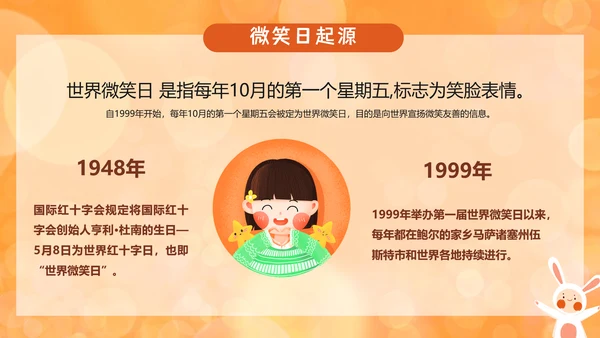 世界微笑日小白兔PPT模板