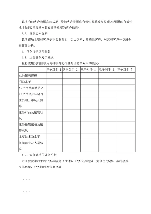 产品市场调研报告模板