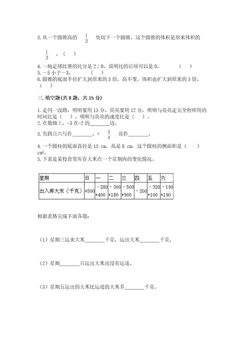 小升初数学六年级下册期末测试卷含答案新