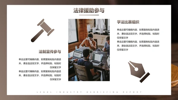 实景棕色商务法律行业述职报告PPT模板
