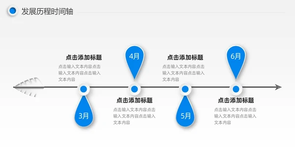 蓝色微粒体风公司发展历程时间轴图表PPT
