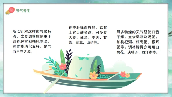 春天雨水柳树小船背景通用PPT模板