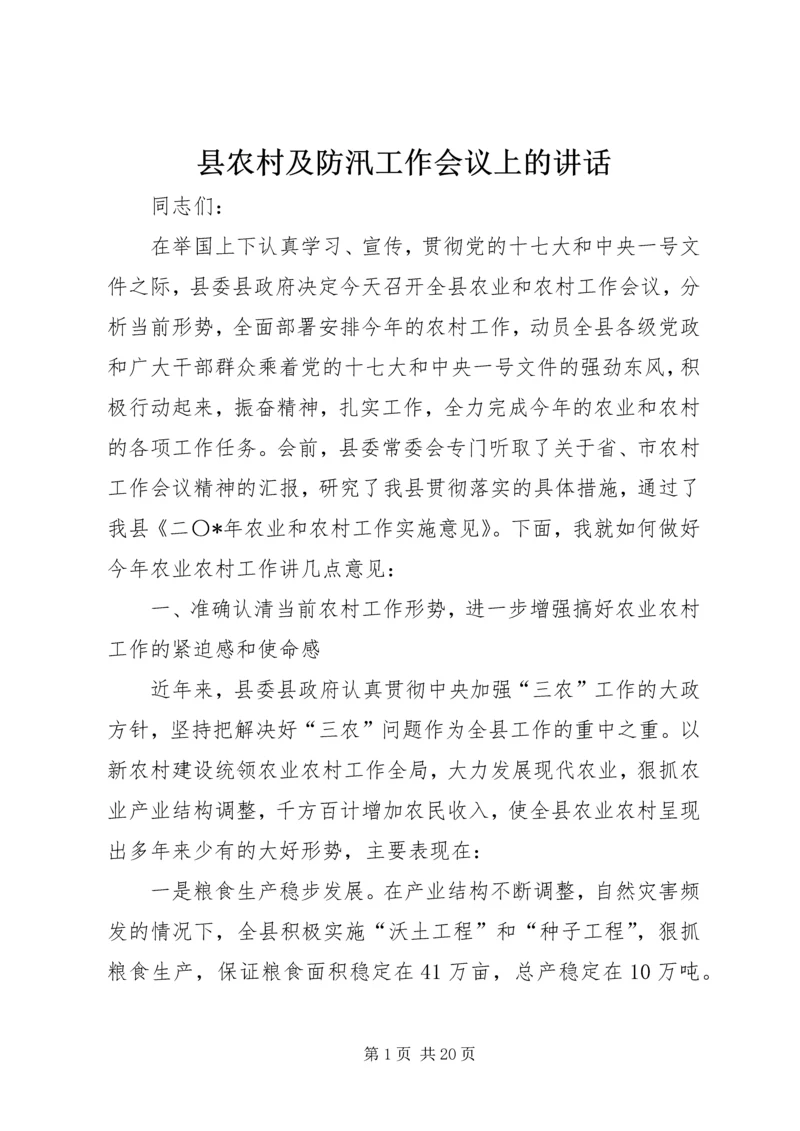 县农村及防汛工作会议上的讲话.docx