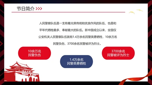 简约大气渐变中国人民警察节主题教育PPT模板