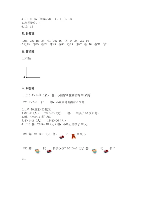 人教版二年级上册数学期末测试卷及答案【网校专用】.docx