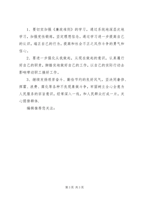 最新党员学习《廉政准则》自查情况报告.docx