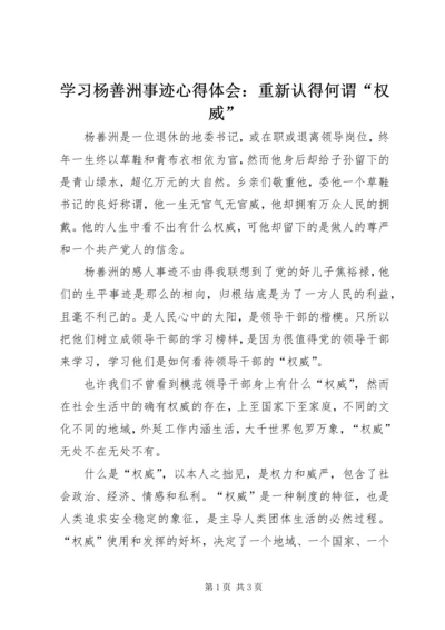 学习杨善洲事迹心得体会：重新认得何谓“权威”.docx