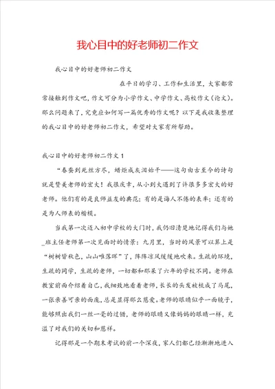 我心目中的好老师初二作文