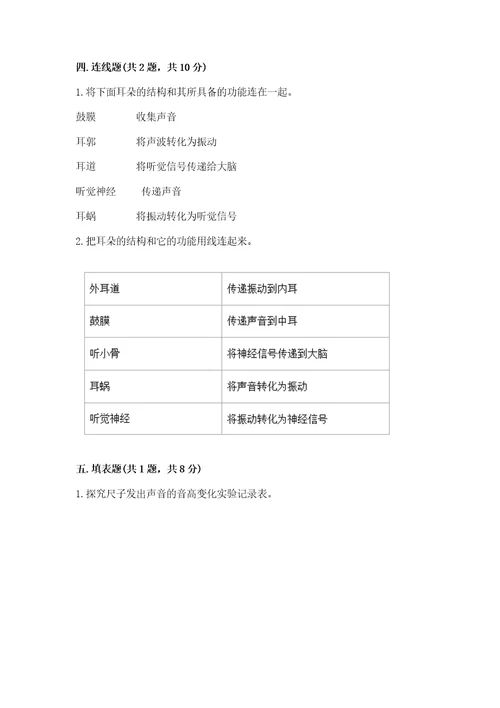 教科版四年级上册科学期末测试卷及答案（网校专用）